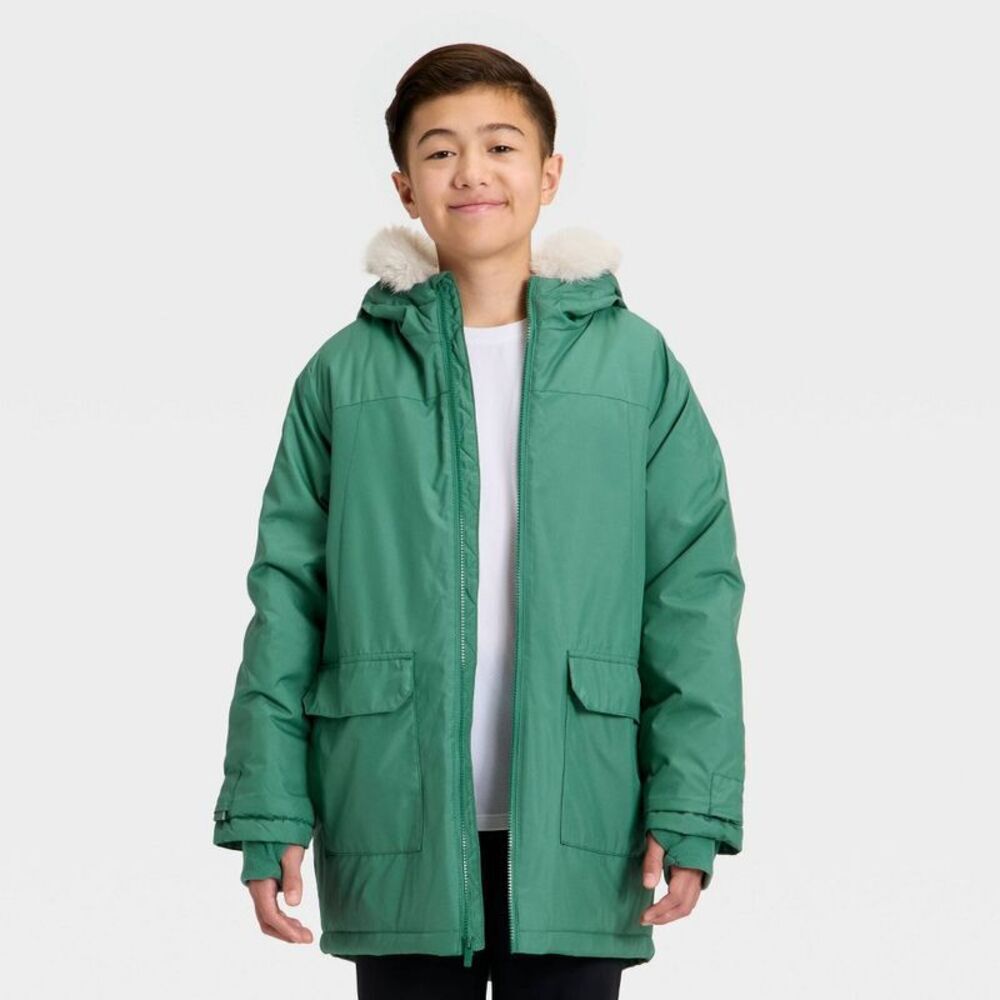 Kids' Hooded Parka Jacket - All In Motion Green XS